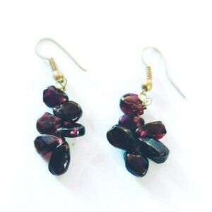 Vintage Boho Garnet Cluster Dangle Earrings
